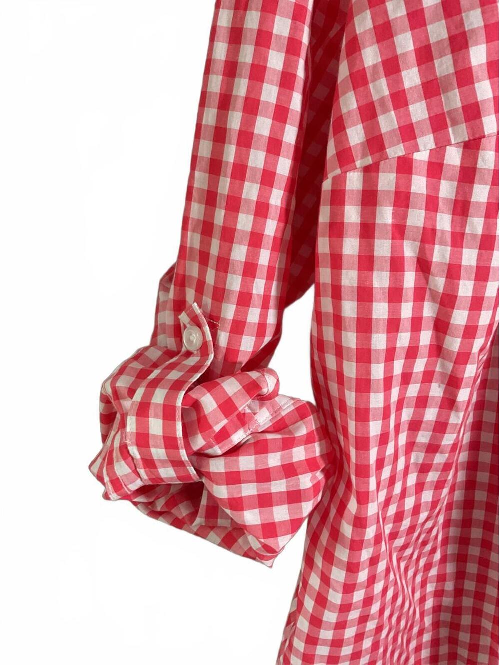 Talbots Rose Red and White Gingham Button-Up Shirt/ Adjustable Sleeves 2X - Picture 5 of 10